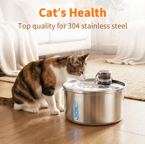Premium 304 Stainless Steel Automatic Cat Dog Drinking Fountain with Quiet Pump Waterproof 12V for Indoor Pet Water Feeder