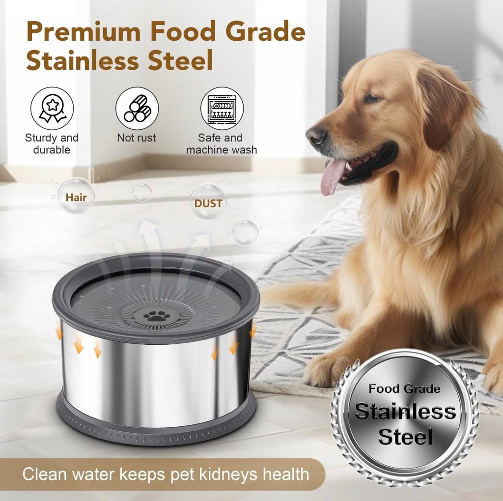 No Spill Slow Drinking Dog Water Bowl 6.5L Large Capacity Stainless Steel Water Bowl with Anti Slip Mat for Large Dogs