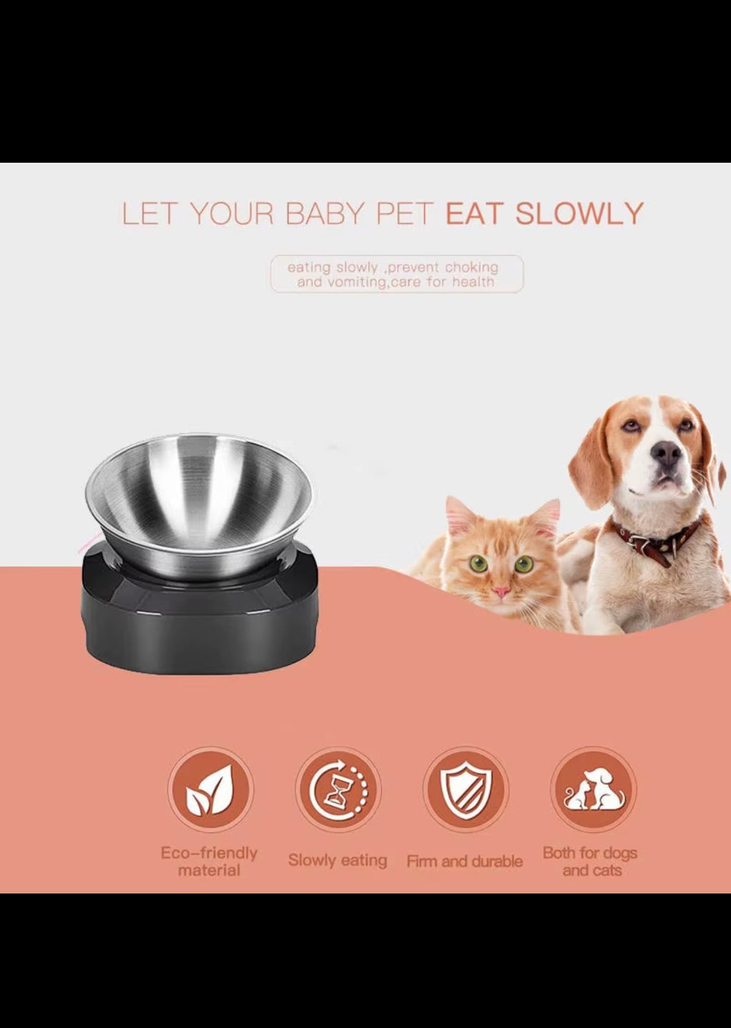 Double Design Stainless Steel Non-
slip Pet Bowls & Feeders Neck Care Dog Cat Water Food
Elevated Bowls